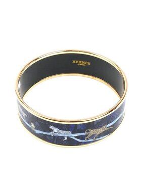 Hermes Enamel GM Jungle Camouflage Bangle Bracelet